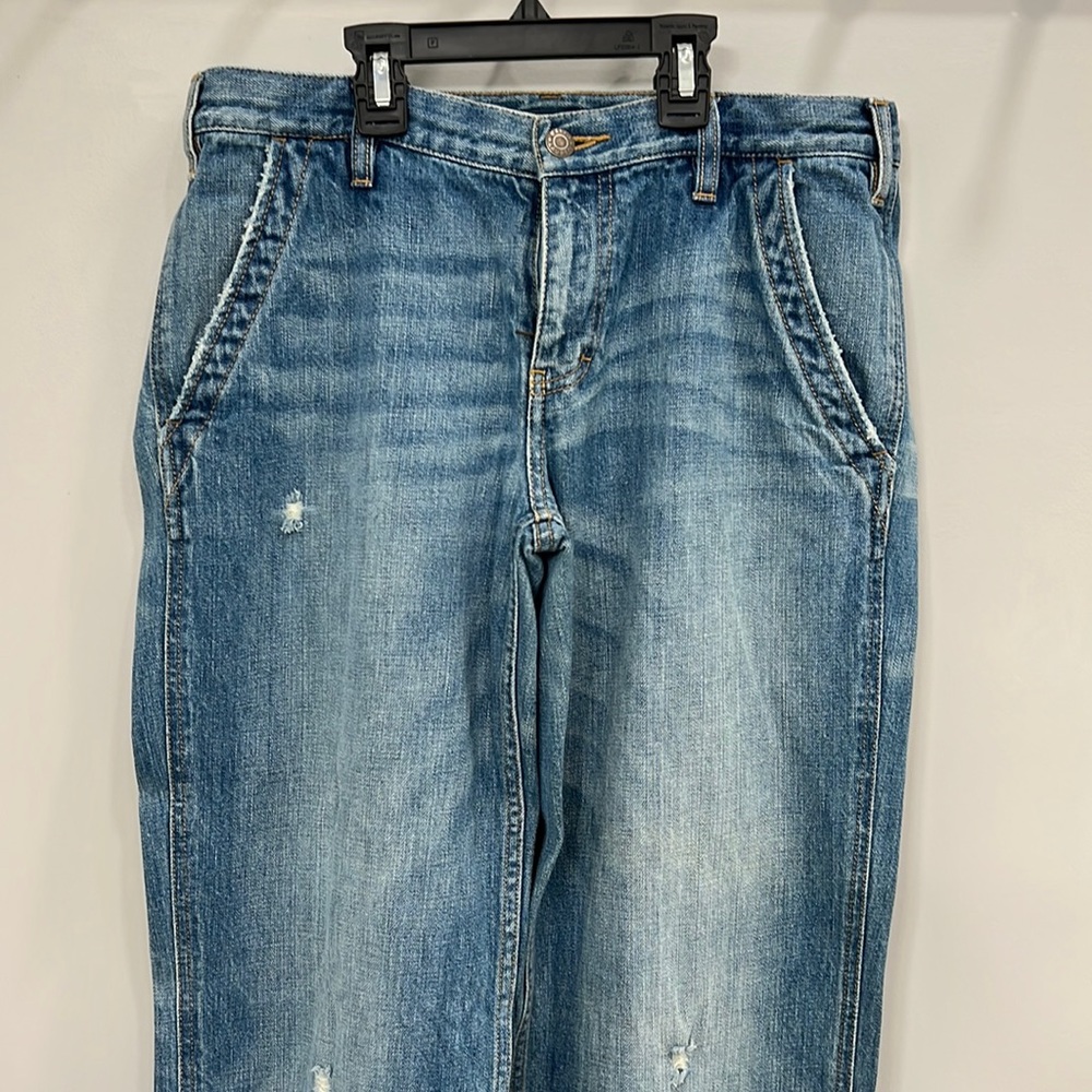 Ralph Lauren rustic distressed wide leg jeans. Size 30